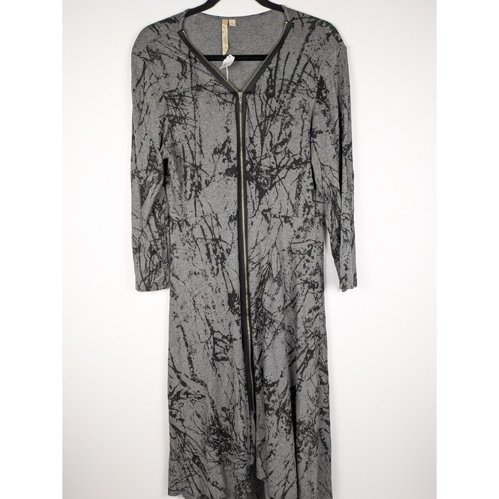 NWOT COMFY USA Gray and Black Paint Splatter Full  Zip Dress Size L